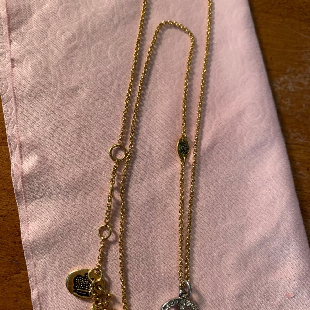 Juicy Couture Rhinestone Gold Peace Necklace